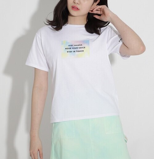 新品 PINK-latte 【オーガニックコットン100%】タイダイプリントTシャツ オフホワイト(003) 02(165cm) 定価1000円