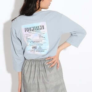 新品 PINK-latte【オーガニックコットン】タイダイ風ビッグワッペン7分袖Tシャツ サックス(090) 14(140cm) 定価2189円