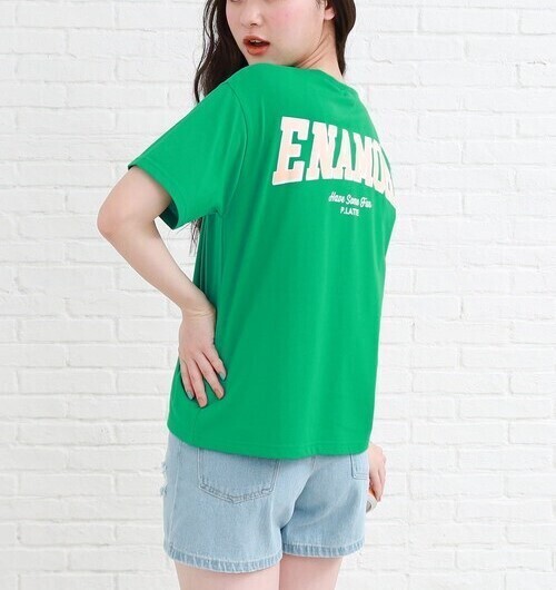 新品 PINK-latte バックグラデカレッジTシャツ グリーン(022) 15(150cm) 定価1089円