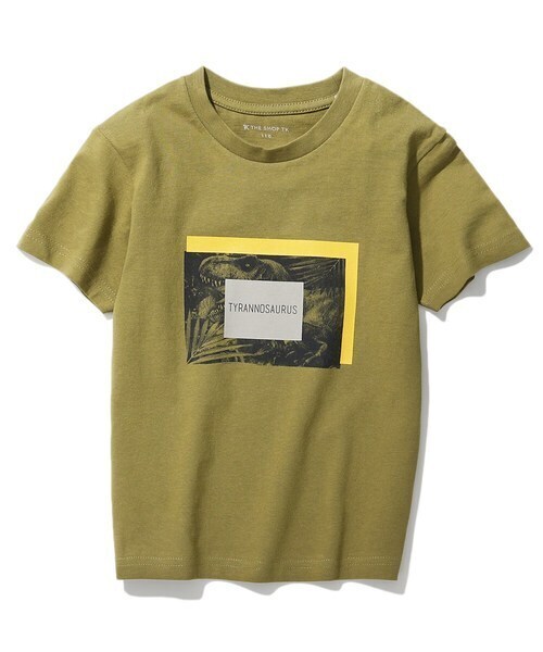 新品 THE SHOP TK(Kids) ティラノサウルスTシャツ カーキ(027)12(120cm) 定価1089円