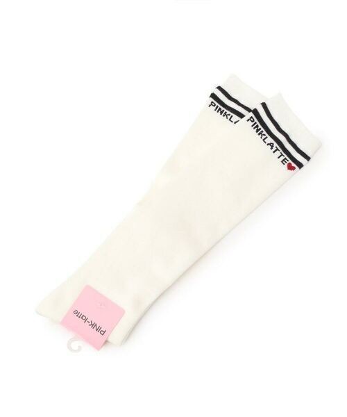 新品 PINK-latte ラインロゴハイソックス オフホワイト(003) 22~24cm 定価660円