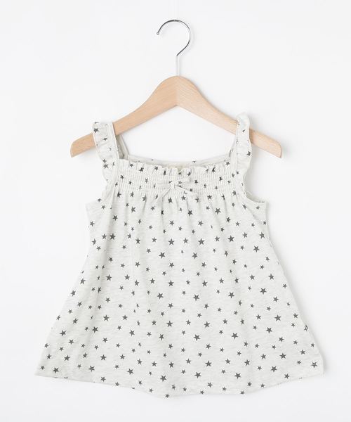 ラスト 新品 HusHusH(Kids) 吸水速乾/シャーリングキャミソール ナチュラル(150)星 14(140cm) 定価1749円