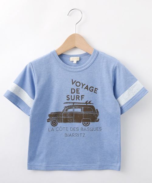 新品 HusHusH(Kids)サーフ×カープリントTシャツ ブルー(092) 14(140cm) 定価1089円