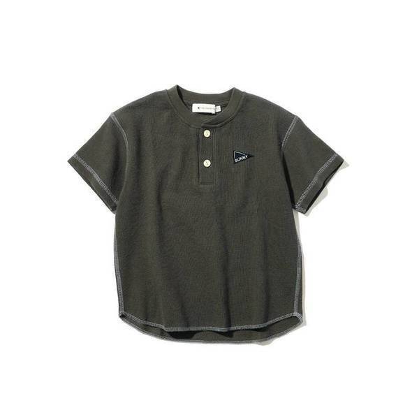 新品 THE SHOP TK(Kids)ヘンリーネックプルオーバー/無地ステッチ配色 ディープグレー(015)14(140cm) 定価1870円