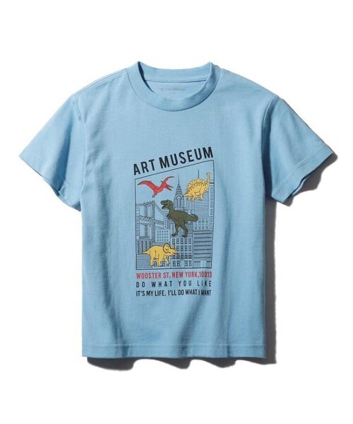ラスト 新品 THE SHOP TK(Kids) 恐竜アートTシャツ サックス(090) 13(130cm) 定価1089円