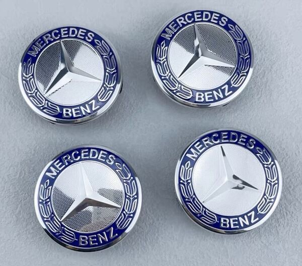 メルセデスベンツ Mercedes-Benz ホイールキャップホイールセンターキャップ 75mmメルセデス・ベンツ 青銀