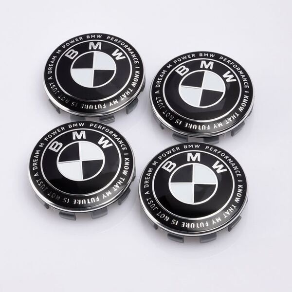 BMW 50周年 ブラック ホイールキャップ クラシック ホイールセンターキャップ68mm 4個セット