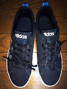 即決・送料込★adidas アディダス★良品・合皮3ラインスニーカー SPG753001★黒x銀x青 US8.5(26.5cm)