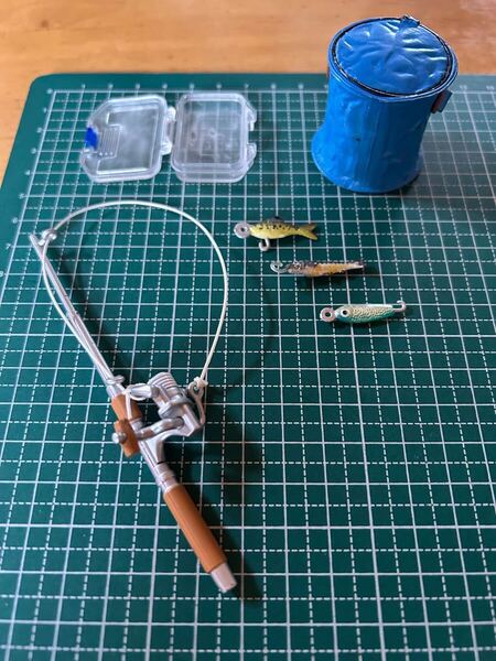リーメント ぷちサンプル なつやすみ 初めての釣り 釣竿 バケツ ルアー 難あり ドールハウス ミニチュア