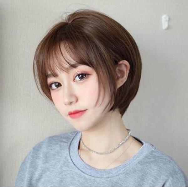 W45▲25 ウィッグ ショートヘア ストレート ボブ ダークブラウン 耐熱