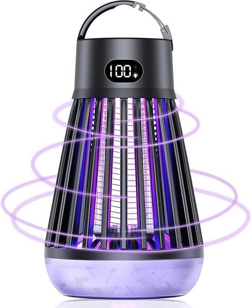 電撃殺虫器 電気蚊取り器【電撃殺虫灯・LEDランプ2in1】usb充電式 2000mAh大容量 UV光源吸引式 殺虫ライト LED誘虫灯 薬剤不用 蚊除け 強力