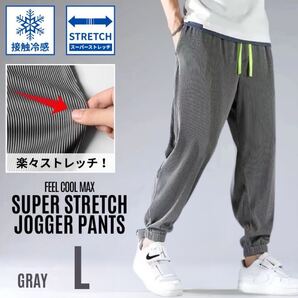 ジョガーパンツ メンズ リブパンツ カジュアルパンツ 速乾 涼感 通気性 ストレッチ グレー L