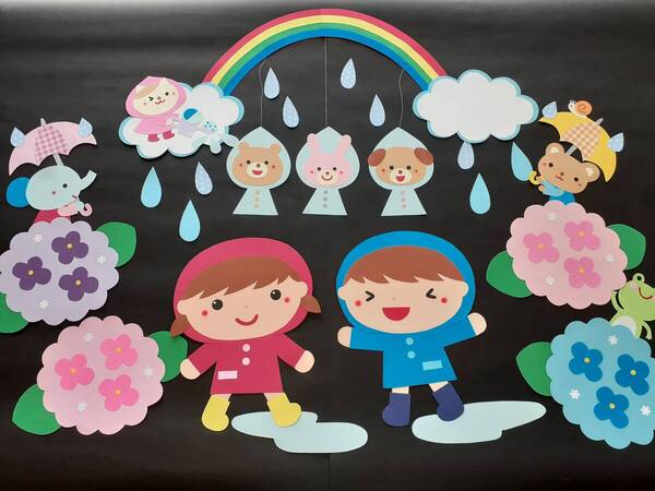 ★梅雨 壁面飾り★雨ふり楽しいな♪幼稚園 保育園 病院など②