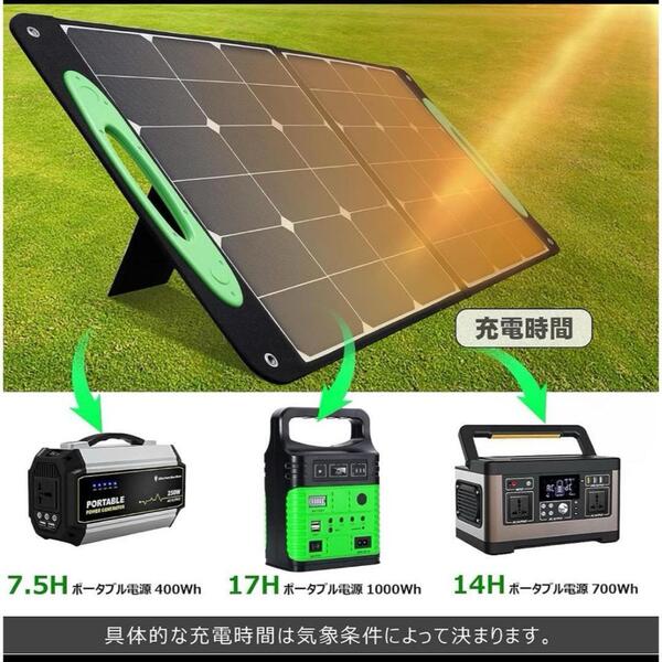 新品 ソーラーパネル 100w 太陽光発電 折り畳み キャンプ アウトドア