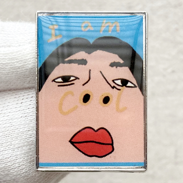 I am COOL 私ってイケてる! 変顔 鼻穴 唇◆ピンバッジ ピンズ バッチ ブローチ◆ジョーク お笑い かわいい 面白い