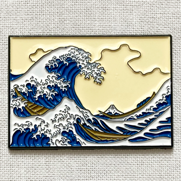 葛飾北斎の荒波 富嶽三十六景「神奈川沖浪裏」 浮世絵◆ピンバッジ ピンズ バッチ ブローチ◆和風 日本 富士山 アート 美術