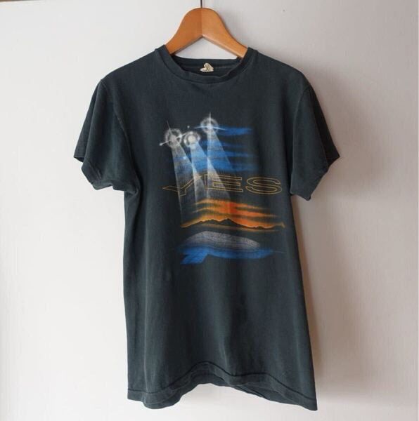 YES バンド ビンテージ tシャツ USA 80s スクリーンスターズ 墨黒 スミクロ / アート ピンクフロイド キングクリムゾン