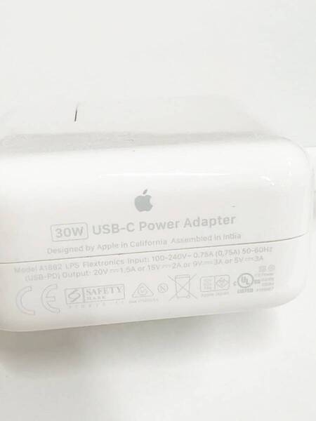 純正品 Apple 30W USB-C電源アダプタ(A1882) USB-Cケーブル アップル 中古