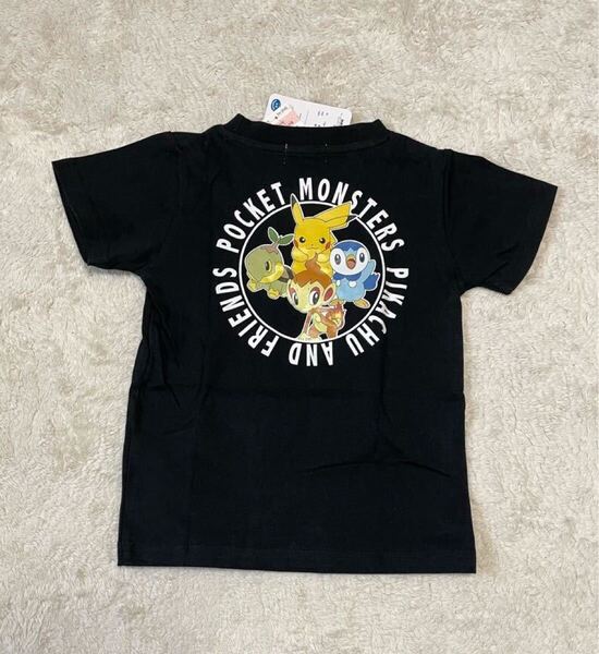 送料無料★新品タグ付き★ポケモン★ピカチュウ★Tシャツ★110★黒★綿100%★ポッチャマヒコザルナエトル男の子キッズ子供幼稚園保育園