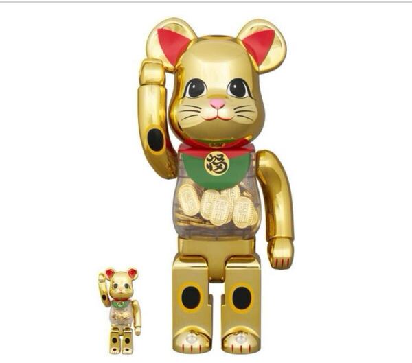 送料無料 新品未開封 2025 BE@RBRICK 招き猫 小判 開運 弍 金メッキ 100% & 400% 2個セット
