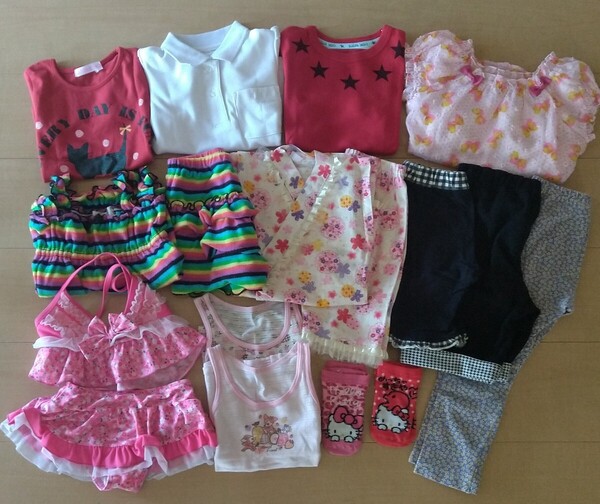 キッズ 女の子 子供服 夏服 半袖Tシャツ 甚平 水着 パジャマ 肌着 ハーフパンツ レギンス 90 100 まとめて