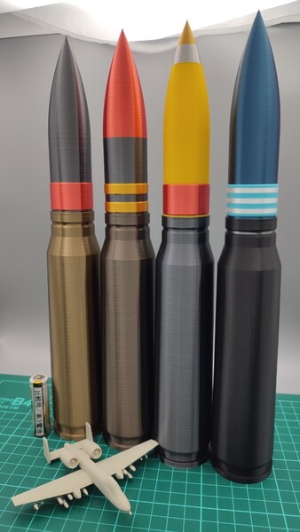 30x173mm 弾風 ダミーカート 「薬莢部分 A(艶少線有黒)」 1 個【送料無料】※薬莢と弾頭別売※(検) A-10 サンダーボルト II GAU-8 2