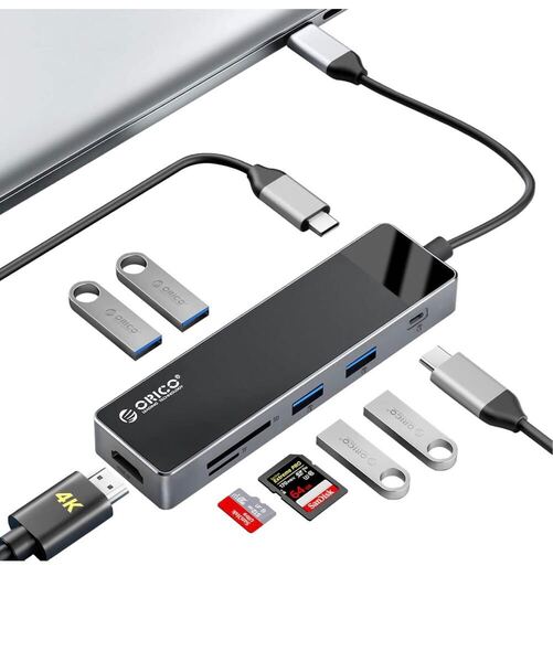 ORICO USB C ハブ 9-in-1 4*USB3.0 100WPD充電 4K@30Hz HDMI出力 MicroSD/SDカードスロット搭載 Type-Cアダプター ドッキングステーション