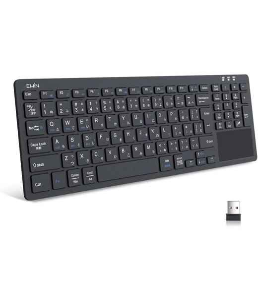 Ewin Bluetooth/USB 無線両対応キーボード ワイヤレスキーボード 無線 2.4G タッチパッド テンキー付き JIS日本語配列 ブラック