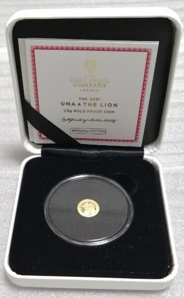 セントヘレナ 2021 ウナとライオン 金貨 0.5g オリジナル箱と証明書付き