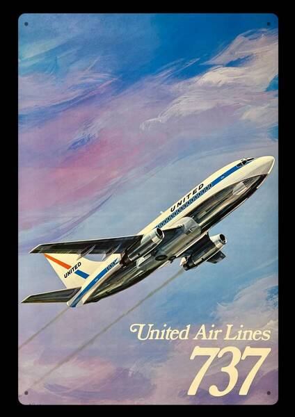 大型60cm / USAヴィンテージ復刻看板シリーズ / ユナイテッド航空 / 1940s-80s / 新品看板 / 送料無料・匿名配送します