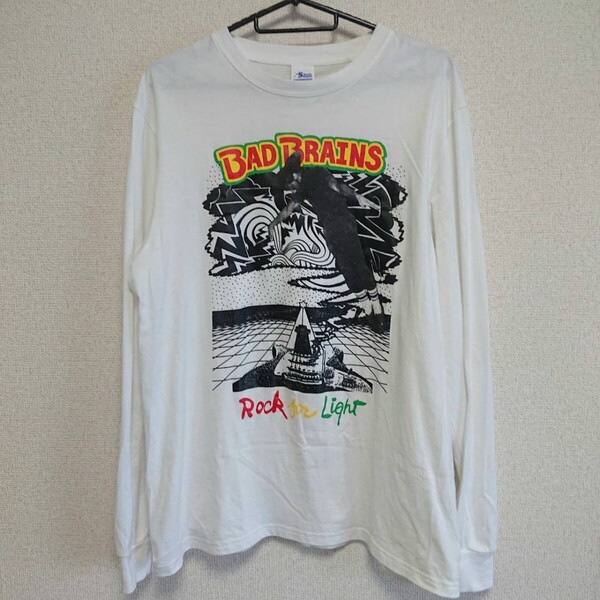 バッドブレインズ BAD BRAINS 長袖 Tシャツ ロンT 白 L クルーネック 洗濯済