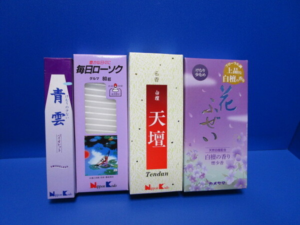 4点セット 日本香堂 Nippon Kodo 青雲 天壇 毎日ローソク ダルマ80g カメヤマ 花ふぜい