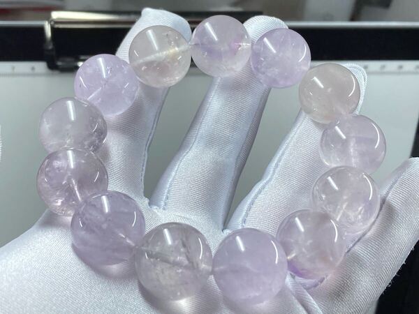 【超希少】ネパール ガネッシュヒマール産 ほんのり アメジスト ブレスレット 約18.2mm-18.9mm 腕周り18cm 0519
