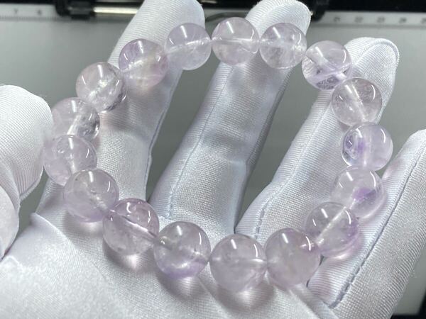 【超希少】ネパール ガネッシュヒマール産 ほんのり アメジスト ブレスレット 約12.5mm-13mm 腕周り17cm 0519