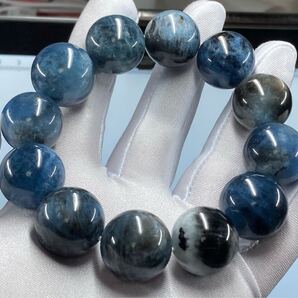 【秘蔵品】ブラック アクアマリン ブレスレット 約19.6mm-21.5mm 腕周り18cm 1107