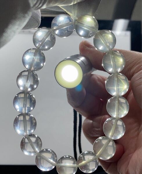 【ほんのりピンク・スモーキー】スター ローズクオーツ ブレスレット 約12.3mm-13.2mm 腕周り17cm 0428