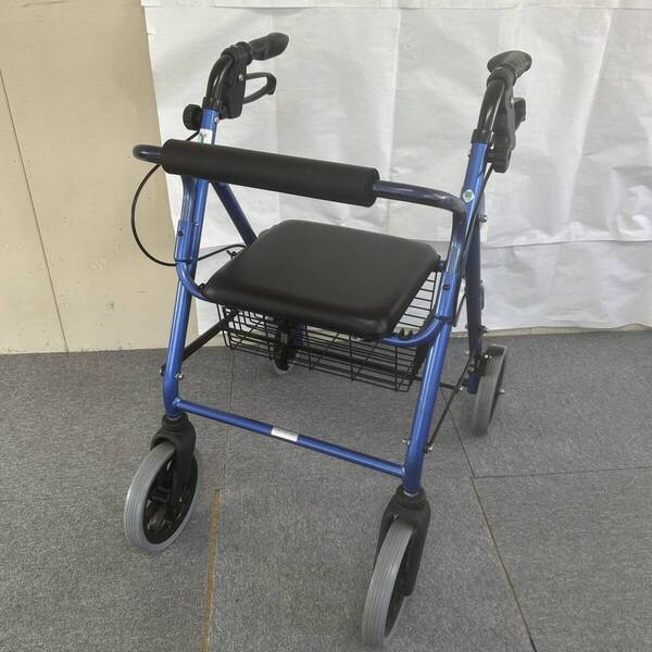 中古歩行器 大人気!!竹虎ヒューマンケア ハッピー2 カゴ付 介護用品 シルバーカー ブルー 移動 ラクラク《洗浄・消毒済み》