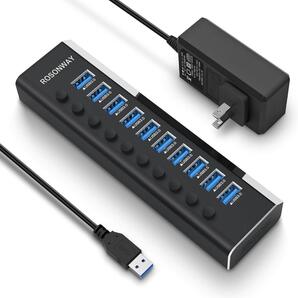 ROSONWAY 10ポート USBハブ アルミ製で アップ 5Gbps高速転送