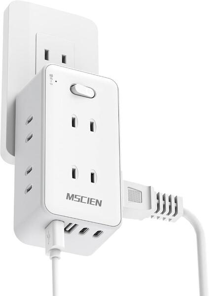 電源タップ usb コンセントタップ 6個AC差込口 2個usb-c 2個usb