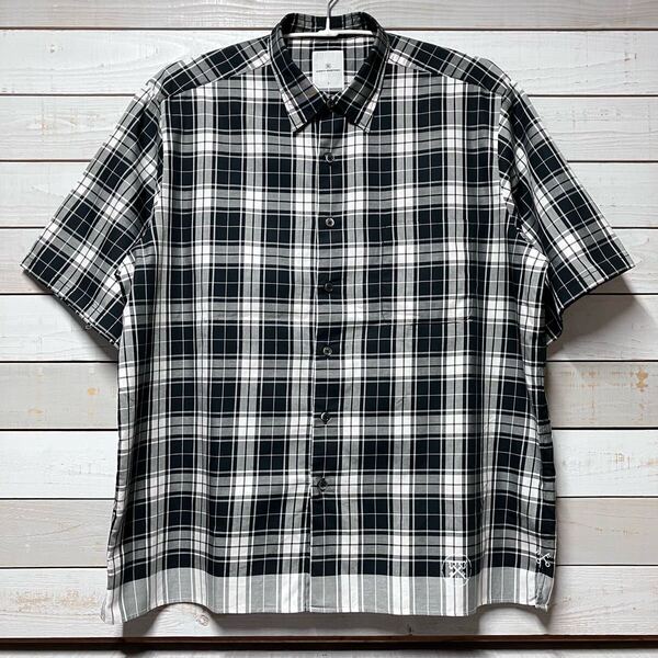 SIZE 3 UNIFORM EXPERIMENT LINE CHECK SHIRT BLACK WHITE ユニフォームエクスペリメント ライン チェックシャツ ブラック ホワイト