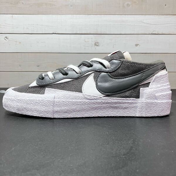 27.5cm NIKE BLAZER LOW SACAI DD1877-002 ナイキ ブレザー ローカット サカイ GREY WHITE