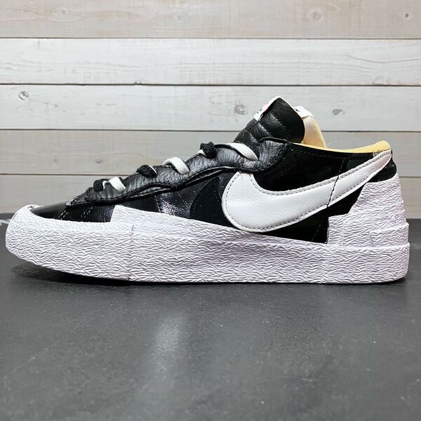 27.5cm NIKE BLAZER LOW SACAI DM6443-001 ナイキ ブレザー ローカット サカイ BLACK WHITE