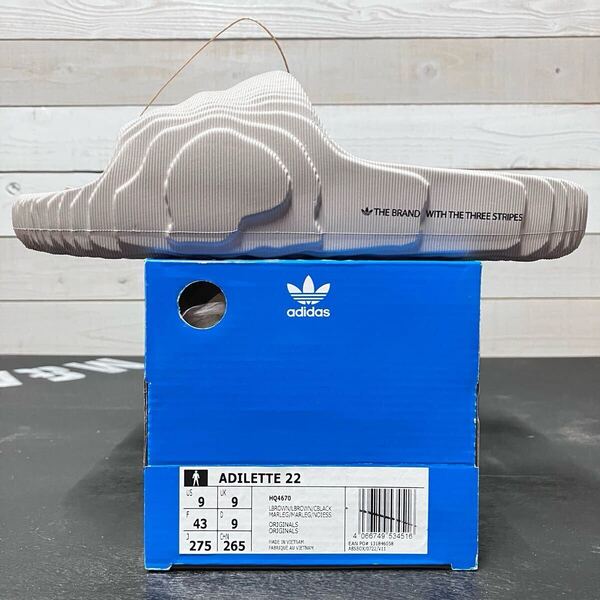 27.5cm adidas ADILETTE 22 SLIDES SANDAL HQ4670 LIGHT BROWN アディダス アディレッタ 22 スライド サンダル ライト ブラウン