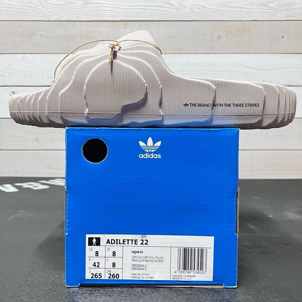 26.5cm adidas ADILETTE 22 SLIDES SANDAL HQ4670 LIGHT BROWN アディダス アディレッタ 22 スライド サンダル ライト ブラウン