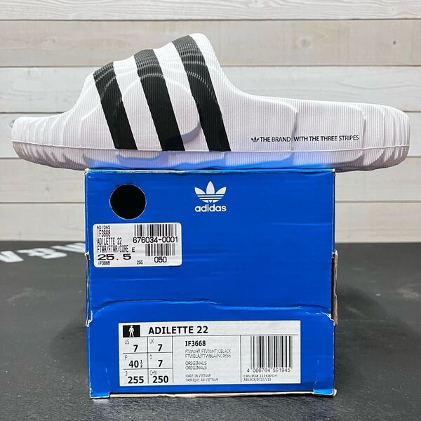 25.5cm adidas ADILETTE 22 SLIDES SANDAL IF3668 WHITE アディダス アディレッタ 22 スライド サンダル ホワイト