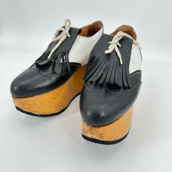【ソール新品】Vivienne Westwood ヴィヴィアンウエストウッド ロッキンホース ゴルフ バイカラー 白 黒 厚底 靴 革靴 レザー レディース