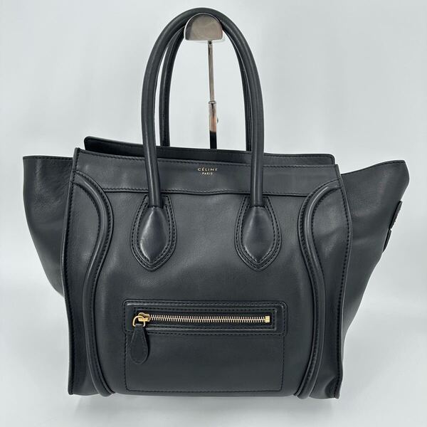 CELINE ラゲージ ミディアムショッパー ハンドバッグ レザー トートバッグ ブラック 黒 セリーヌ 革 ミニショッパー マイクロショッパー 鞄