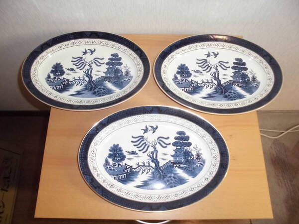 NIKKO DOUBLE PHOENIX ダブルフェニックス OVEN PROOF IRONSTONE 皿 約31cm×22cm×3cm JAPAN 3枚セット