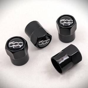 フィアット 500 黒 タイヤエアバルブキャップ #チンクエチェント フィアット500 500C 500X 500e ツインエアー カスタム ドレスアップ