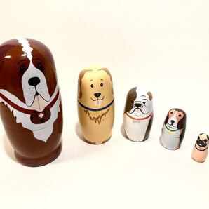 送料無料 マトリョーシカ セントバーナード ゴールデンレトリーバー フレンチブルドッグ ビーグル パグ ペット 犬 民芸品 レトロ